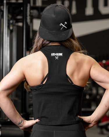 Women's White On Black Icon Racerback Crop Tank